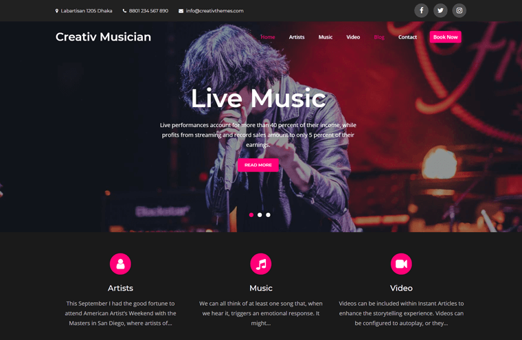 WordPress용 Creative Musician 테마