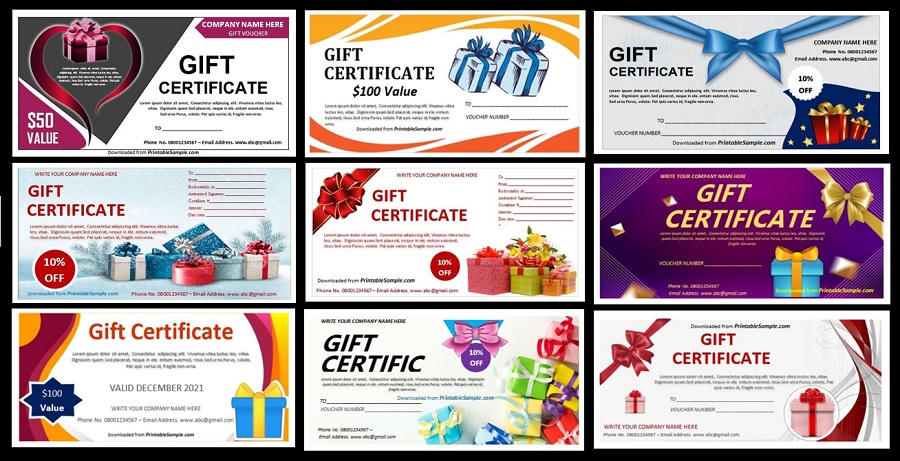 Sample gift certificate templates 