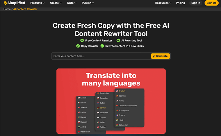 Simplified – 最佳人工智慧重寫工具