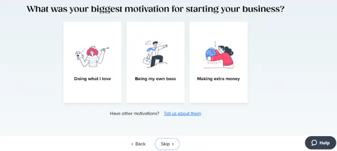 Seleccione su motivación para iniciar un negocio Select your motivation for starting a business