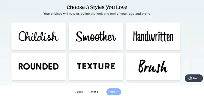 Elija estilos para el logotipo Choose styles for logo
