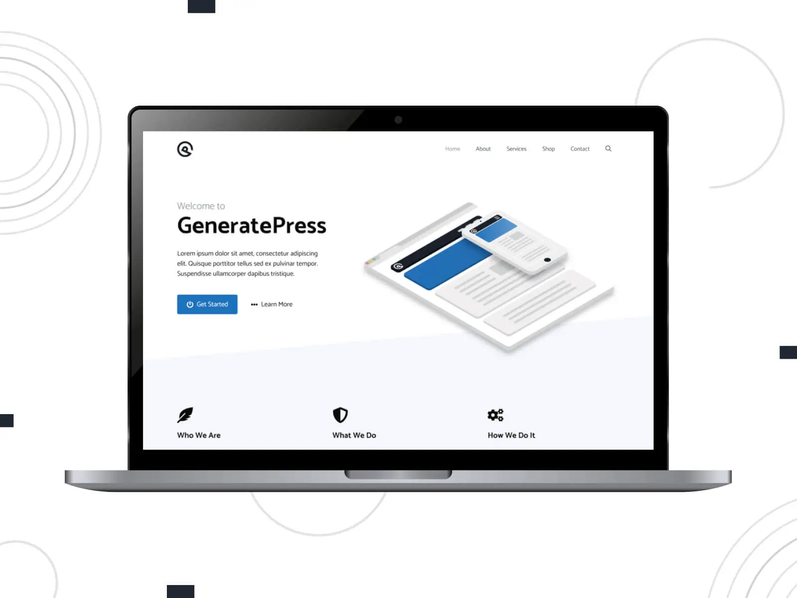 صورة GeneratePress - سمة خفيفة وهادئة وعالية الأداء لمدونات WordPress ذات المحتوى الثقيل بمزيج من الألوان الزرقاء الفولاذية.