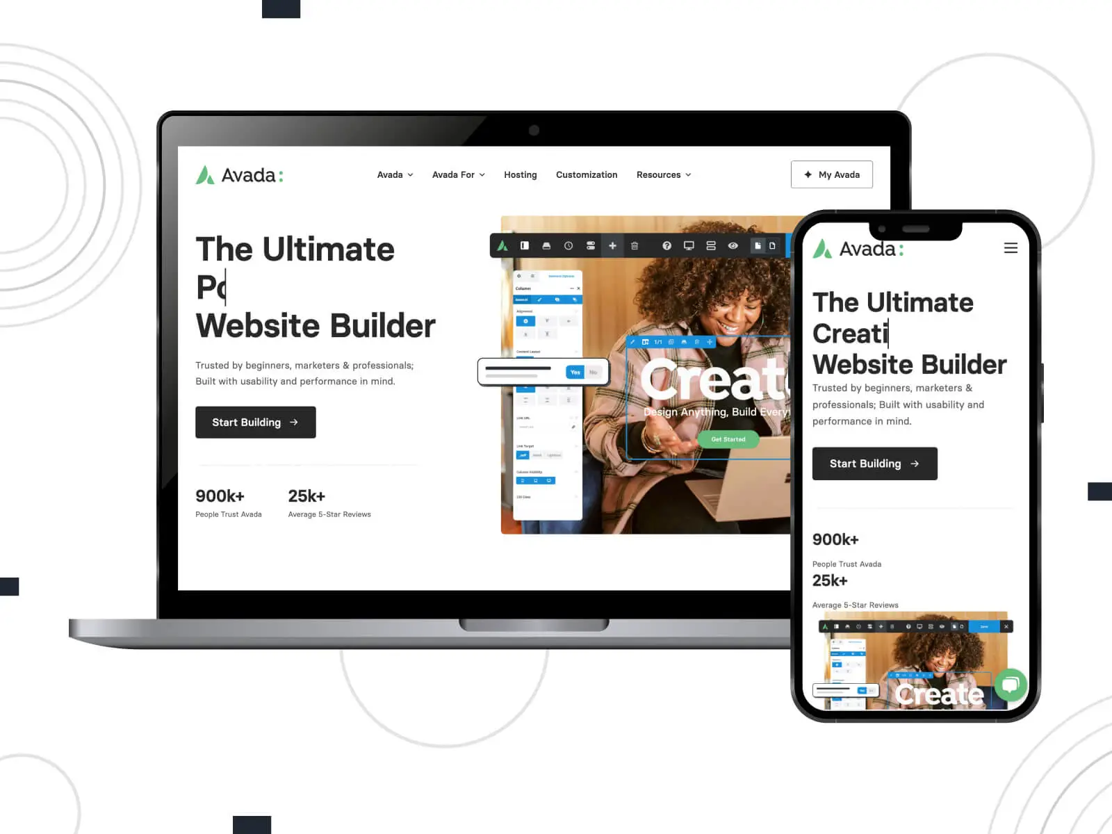 لقطة شاشة لـ Avada - قالب WordPress خفيف وغني ومتسارع لعشاق السرعة باللون الرمادي الخافت والرمادي الداكن والتدرج اللوني الرمادي الفاتح.