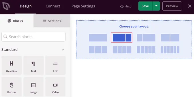 Wählen Sie ein Layout mit einer Seitenleiste Choose a Layout with a Sidebar