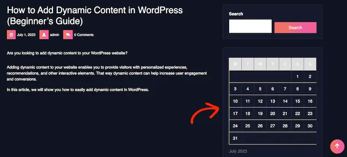 Ein Beispiel für eine benutzerdefinierte WordPress-Seitenleiste, die mit einem Plugin erstellt wurde An example of a custom WordPress sidebar, created using a plugin