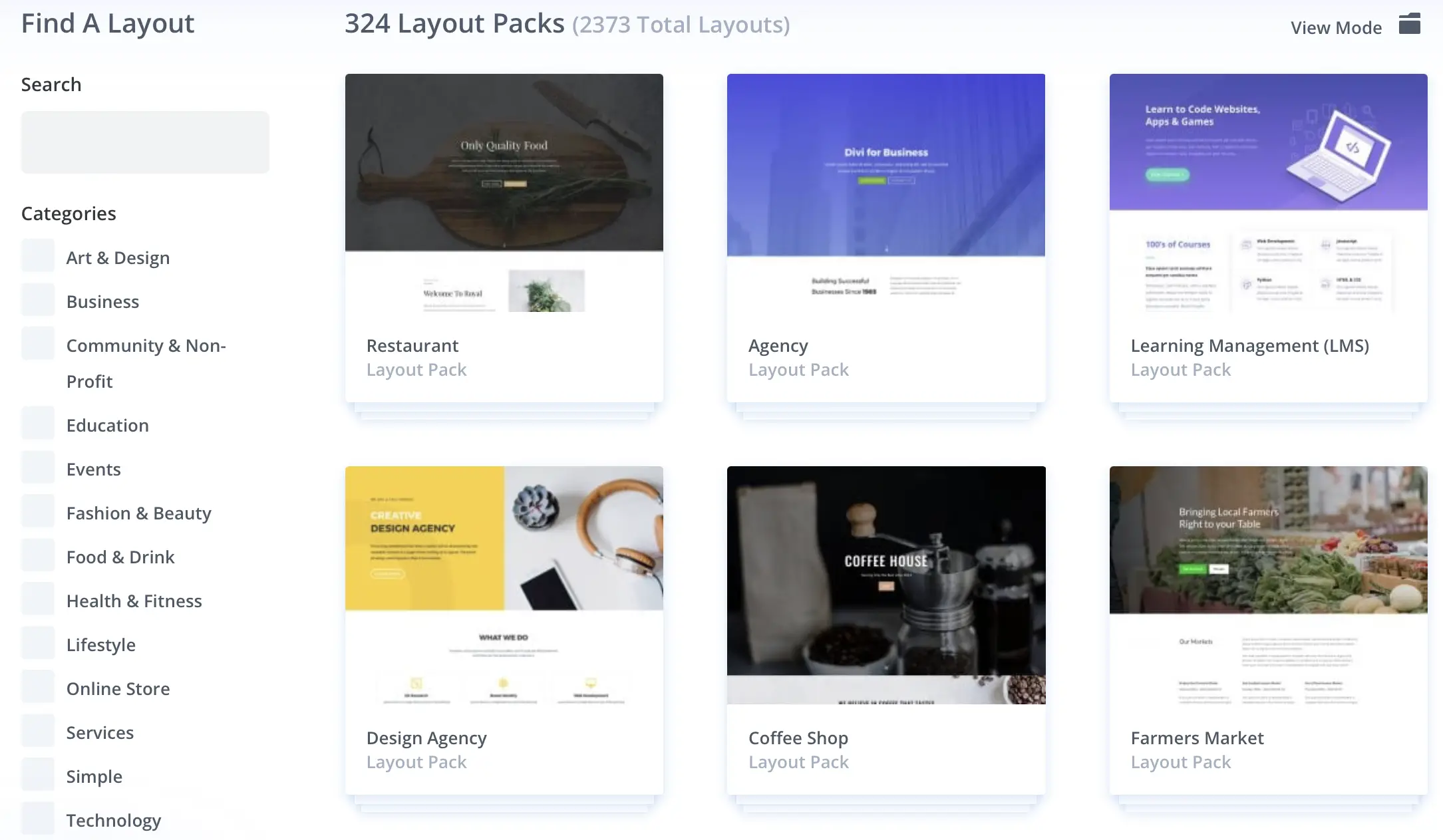 Paquetes de diseño Divi.