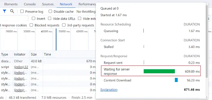Wyświetl czas oczekiwania na odpowiedź serwera View waiting time for server response