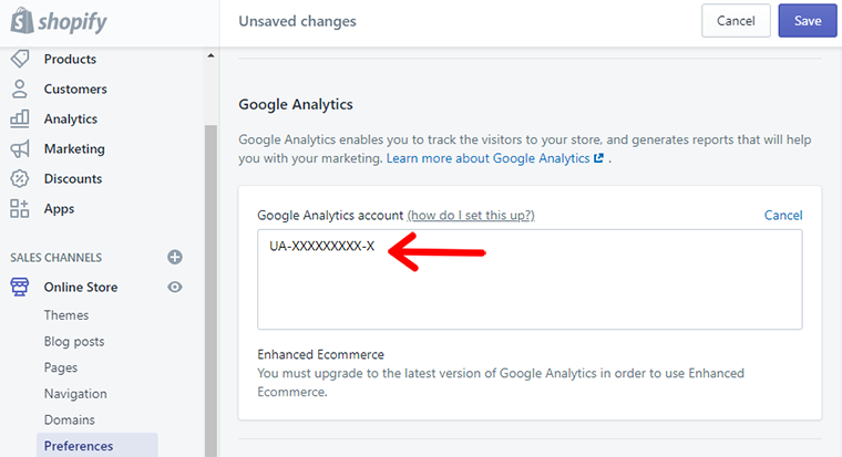 Shopify에서 추적 코드 추가