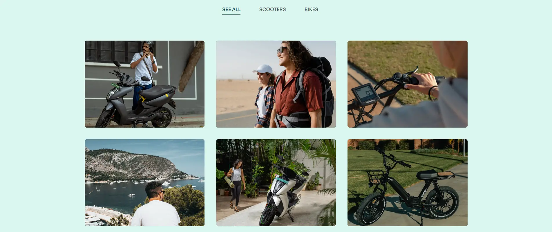 Schnappschuss einer Fahrradgalerie, die im Lorenty WordPress-Theme verwendet wird, um ein besseres Benutzererlebnis zu bieten.