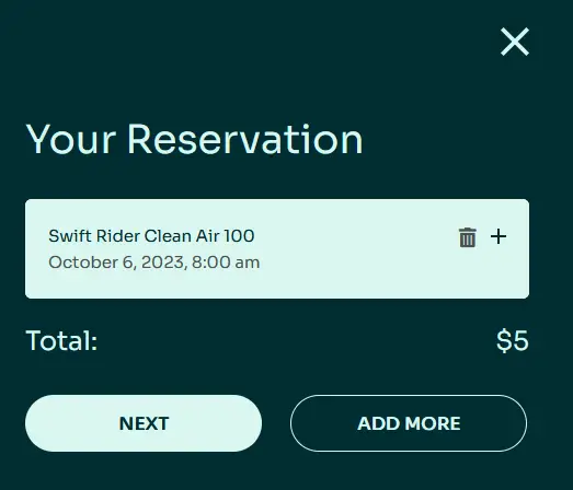 Anzeige der Informationen zu Ihrer Reservierung über das Appointment Booking Plugin, die mitgelieferte Fahrradverleihsoftware.