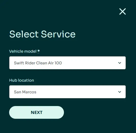 Der erste Schritt besteht darin, die mitgelieferte Fahrradverleihsoftware zu nutzen und einen gewünschten Service auszuwählen.