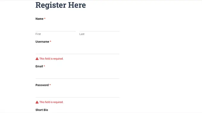 登録フォームのプレビュー Registration form preview
