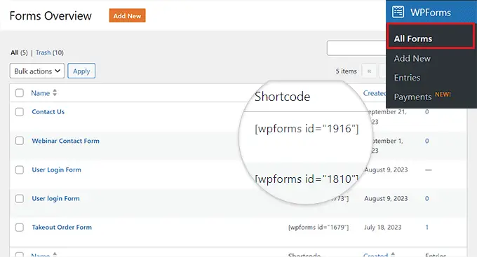 フォームID番号をコピーします copy the form ID number