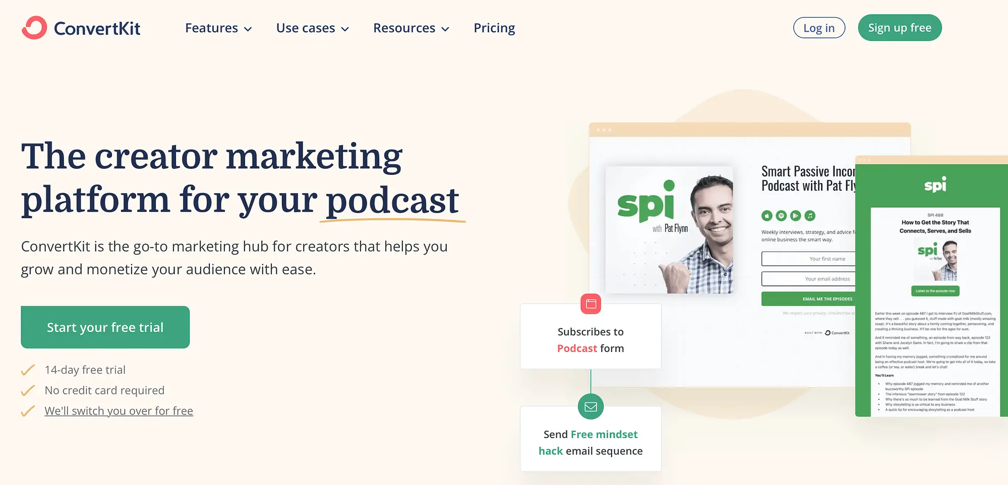 ConvertKit ana sayfası.