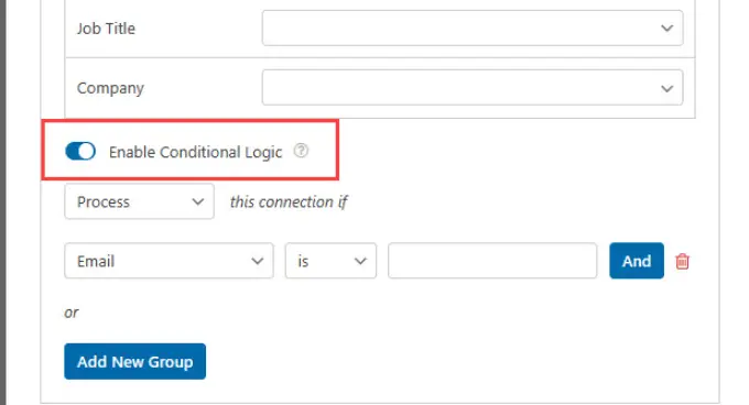 Enable conditional logic for WPForms 