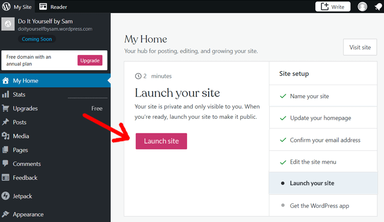 Inicie seu site de blog WordPress.com
