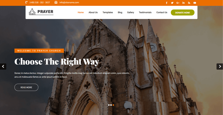 Tema WordPress Gereja Gratis Prayer Lite