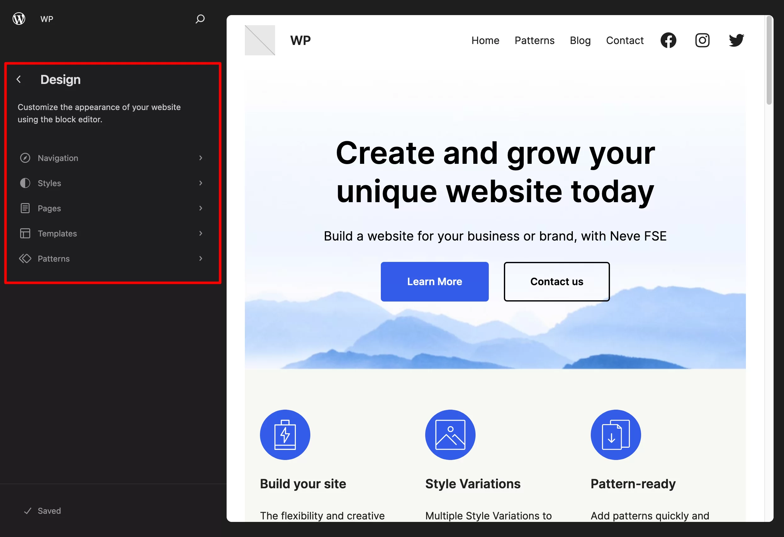 使用 WordPress 網站編輯器自訂您的主題。