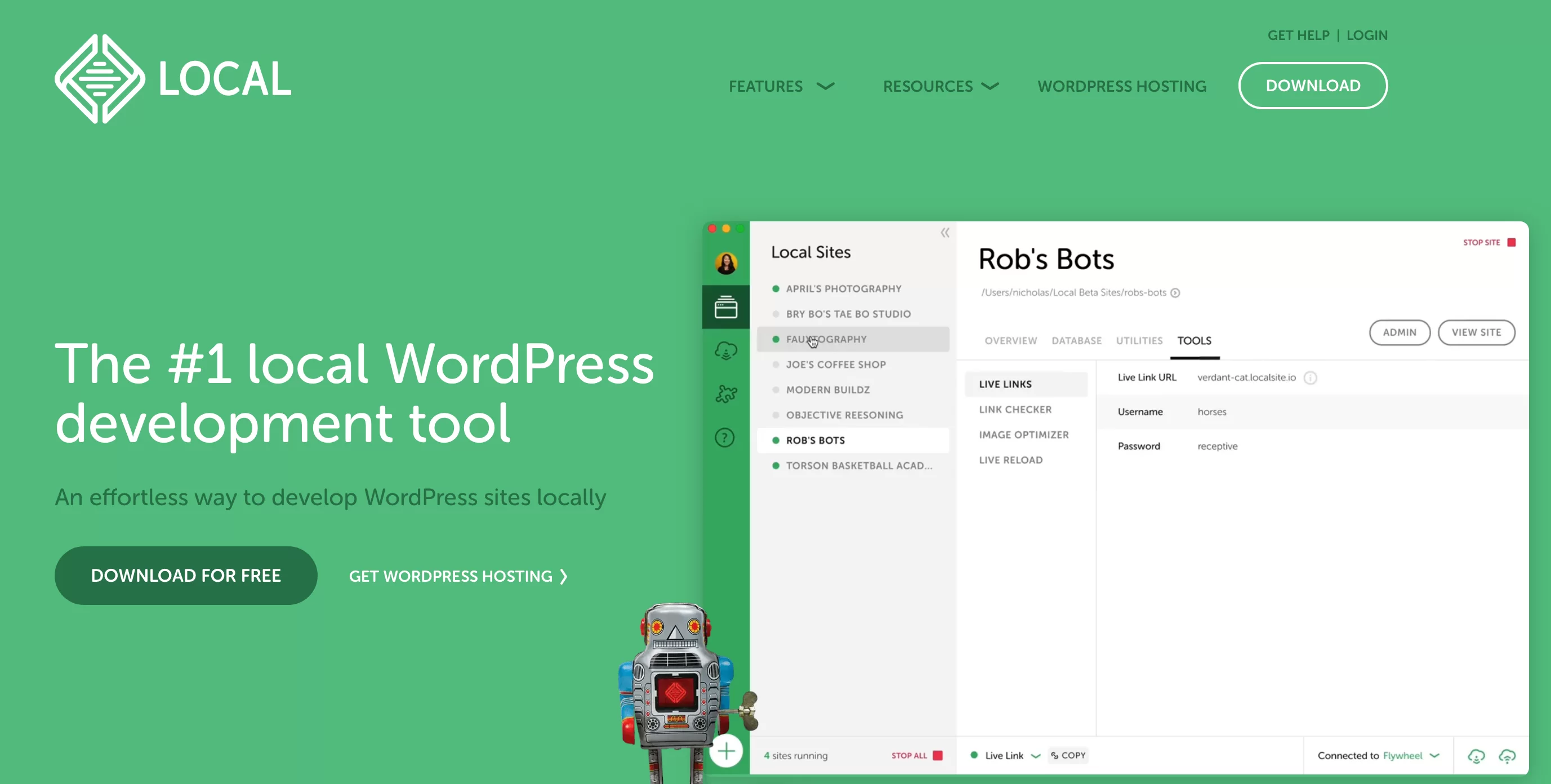 Local 是一個用於本地開發 WordPress 網站的免費工具。