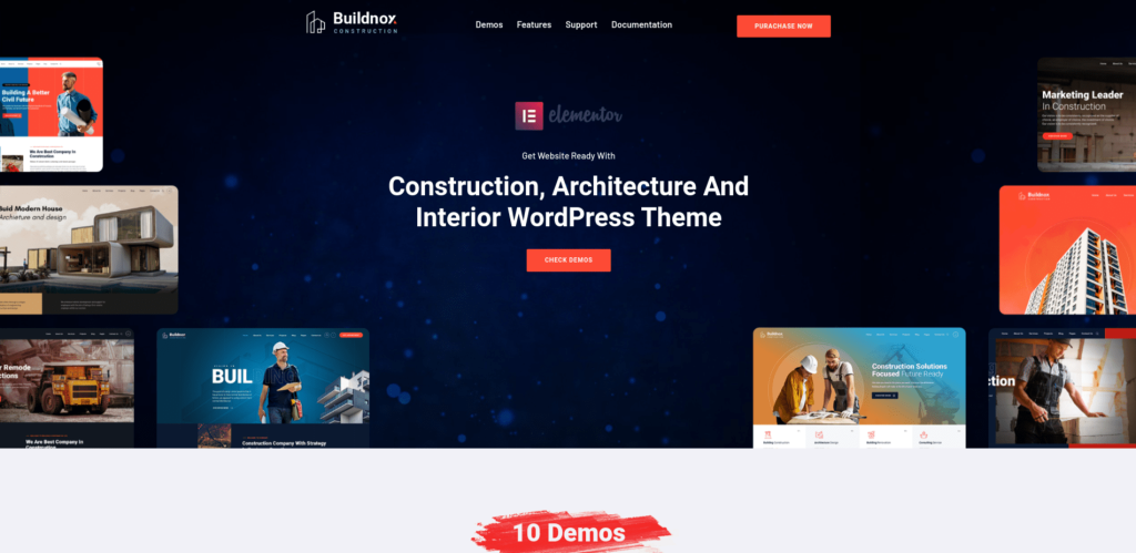 Buildnox WordPress موضوع شركة البناء