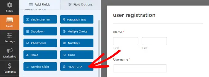 reCaptcha-Schaltfläche reCaptcha button