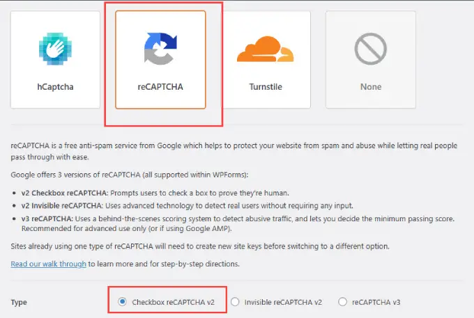 reCaptcha in WPForms reCaptcha in WPForms