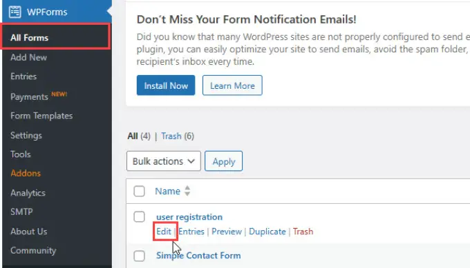 Benutzerregistrierungsformular bearbeiten Edit user registration form