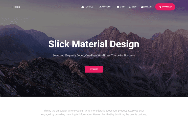 Hestia Kostenloses WordPress-Theme