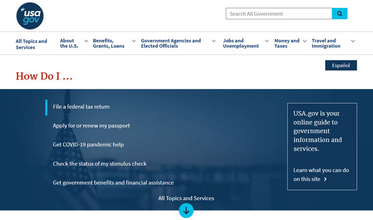 Contoh Situs Web Pemerintah Amerika Serikat
