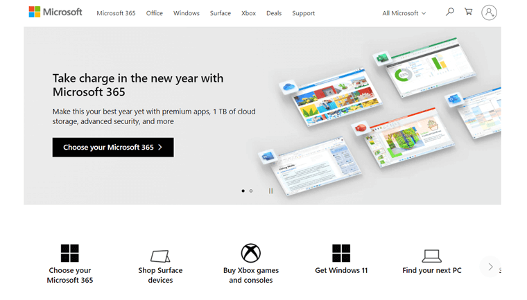 Contoh Situs Web Bisnis Microsoft - Jenis Situs Web