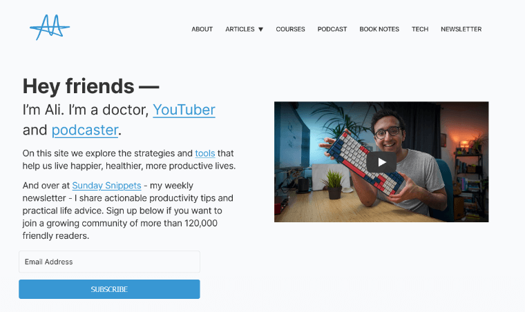 Ali-Abdaaal-websites 개인 개발 웹사이트