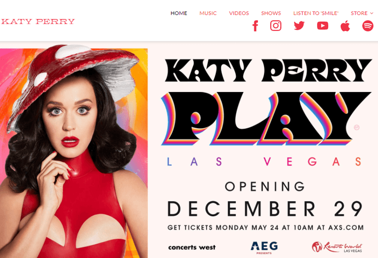 Katy-Perry-Websites 유명인을 위한 개인 웹사이트