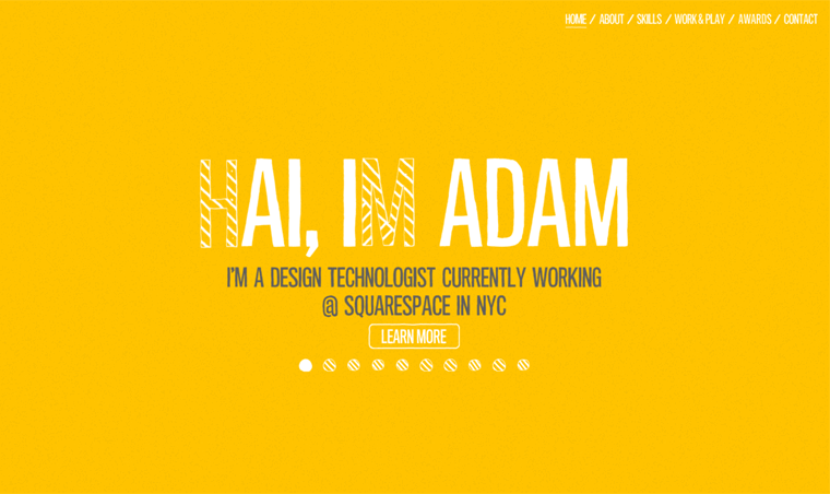 Adam Hartwig 웹사이트 개인 웹사이트 섹션