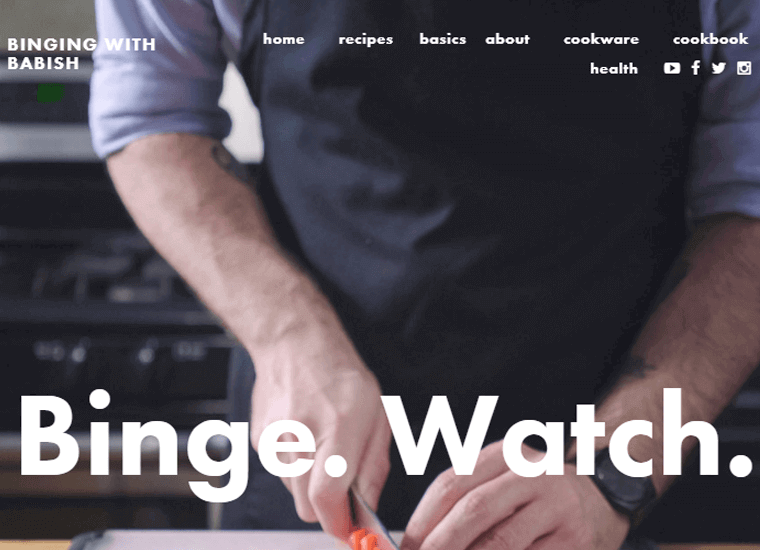 Bing-with-Babish-Website 개인 요리 웹사이트