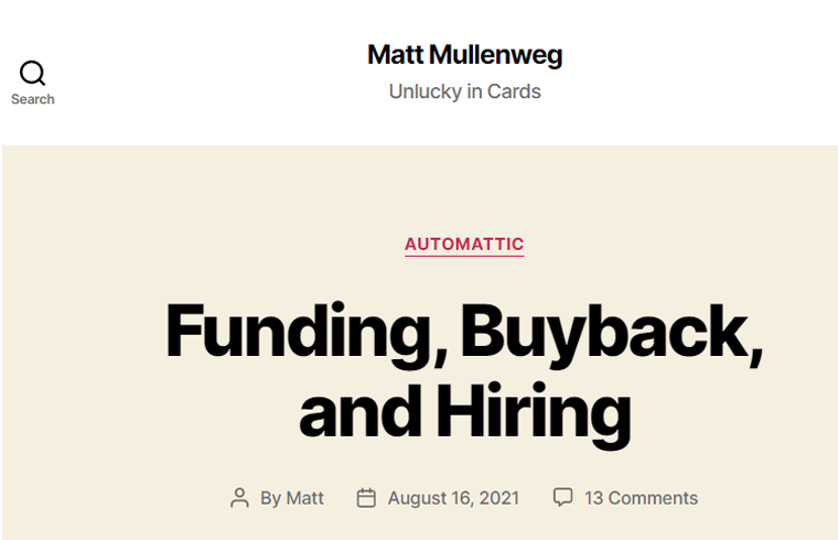 Matt-Mullenweg-Website 모금 웹사이트
