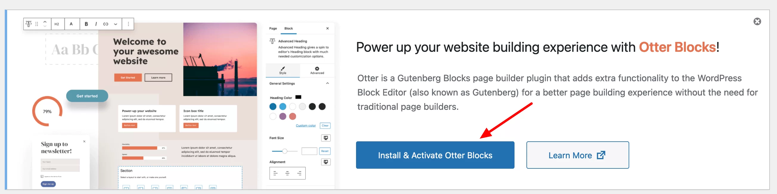 Otter Blocks のインストールとアクティブ化。