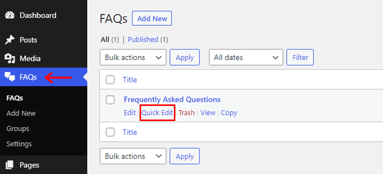 Pilih FAQ untuk Edit Cepat