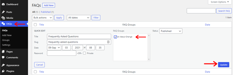 Tetapkan FAQ ke Grup