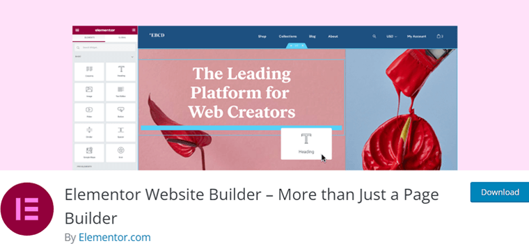 Elementor Website Builder Plugin pentru site-uri WordPress