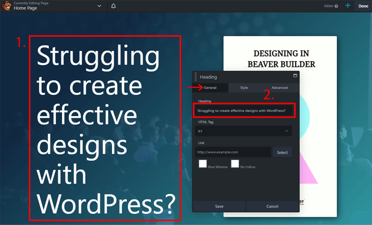 Pengeditan Teks menunjukkan Bagian Umum
