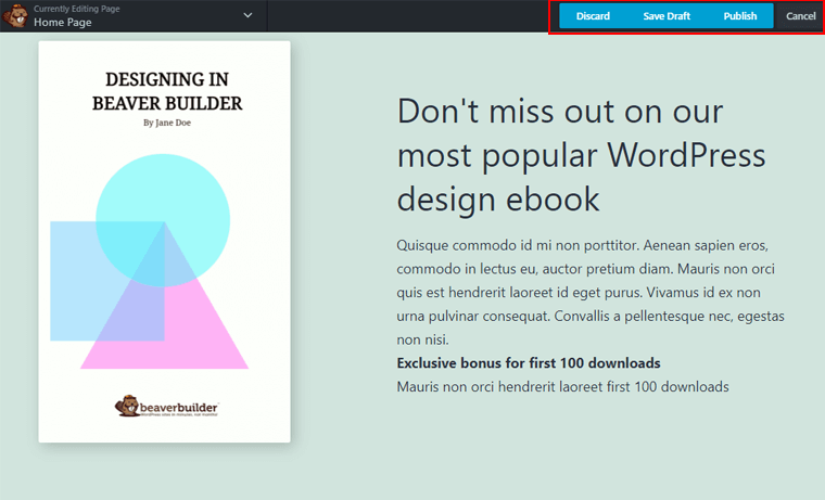 Opsi Tombol Tinjauan Beaver Builder-Selesai