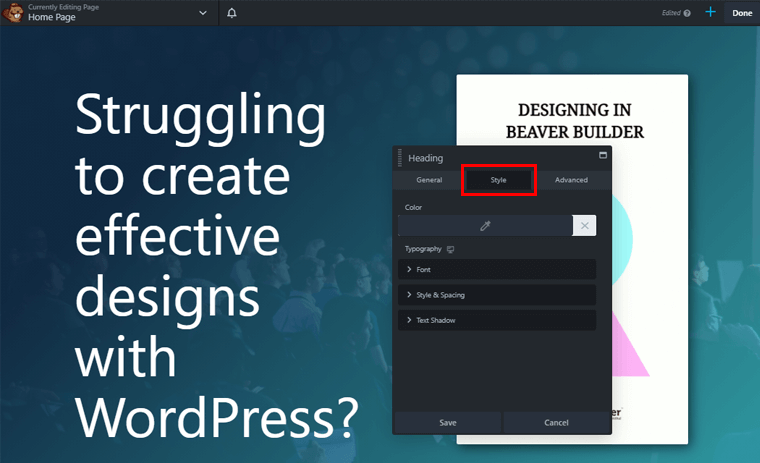Pengeditan Teks di Bagian Gaya