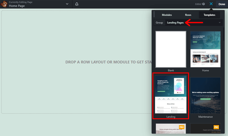 Memasukkan Template di Ulasan Beaver Builder