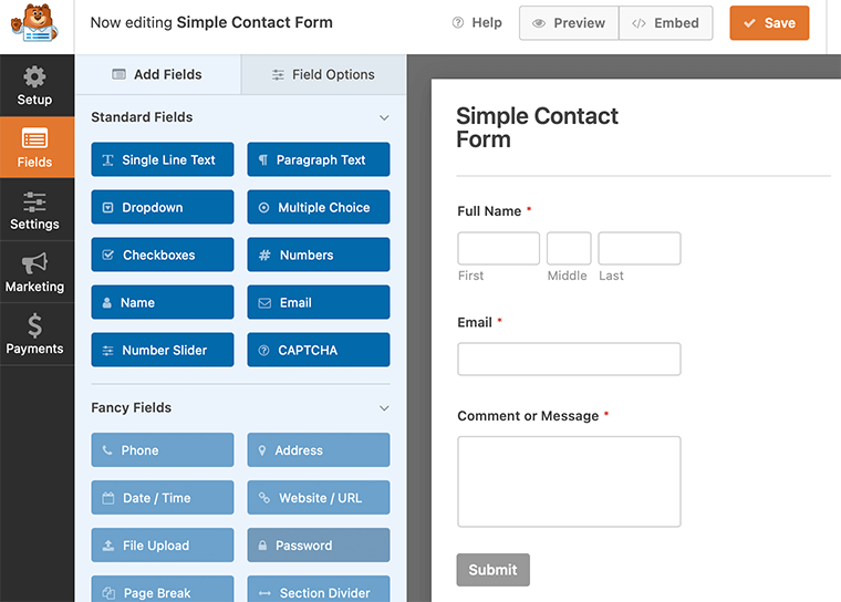 Halaman Editor WPForms