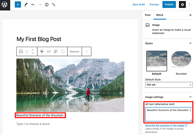 Menambahkan Teks Alt dan Caption ke Gambar