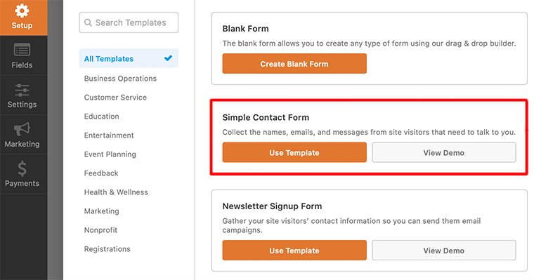 Pilih Templat Formulir