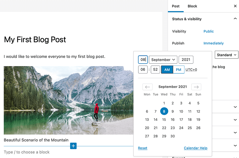 WordPress Publish Schedule Option