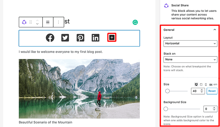 Sesuaikan Blok Berbagi Sosial