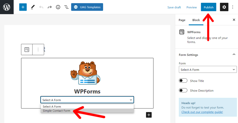 Tambahkan Formulir Kontak ke Halaman WordPress & Publikasikan