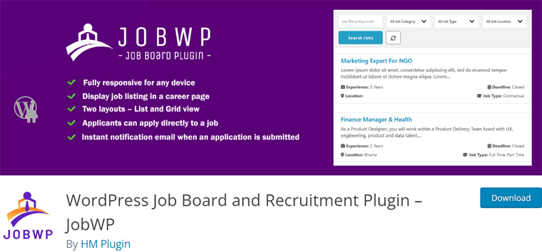 Wtyczka WordPress JobWP